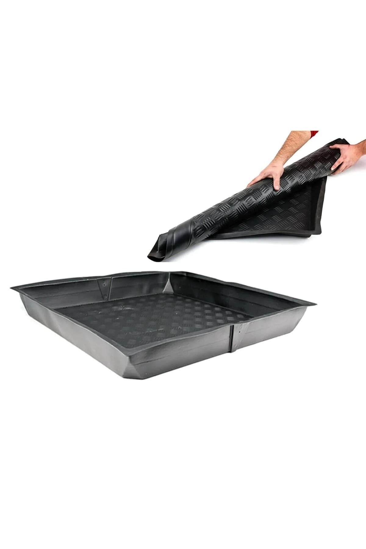 Grow Wizard 40x40 cm flexible saksı tablası – katlanabilir siyah esnek plastik tabla ve yüksek kenarları