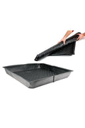 Grow Wizard 60x60 cm flexible saksı tablası – esnek siyah plastik tabla ve iç yüzeydeki yatay sırtlar