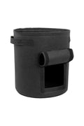 Grow Wizard 11 litre pencereli kumaş saksı – siyah kumaş saksı ve yan yüzeyindeki cırtcırtlı kapak