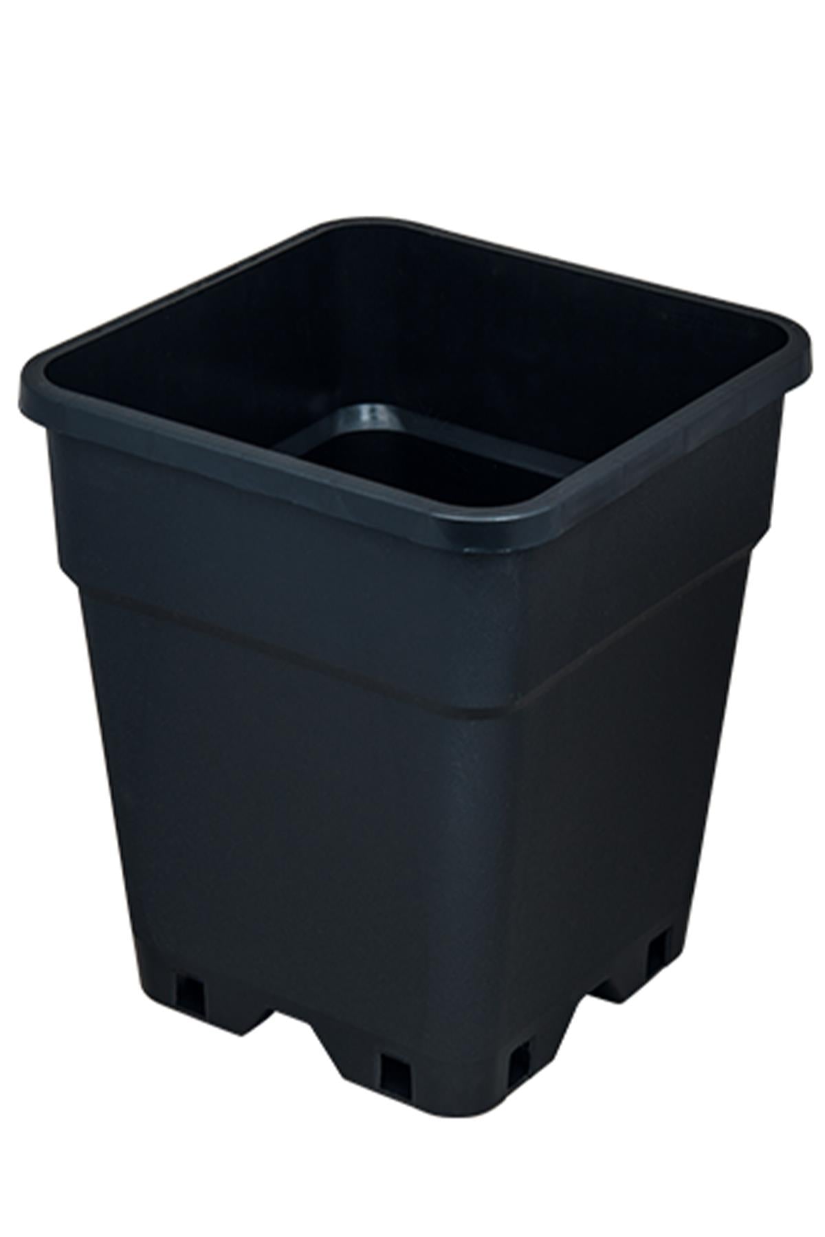 Grow Wizard 11 litre plastik kare saksı – orta boy siyah kare saksı ve üst kenar payı görseli