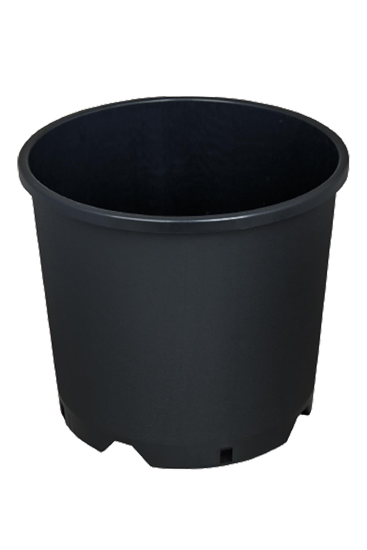 Grow Wizard 7 litre plastik yuvarlak saksı – siyah yuvarlak saksı gövdesi ve üst kenar profili
