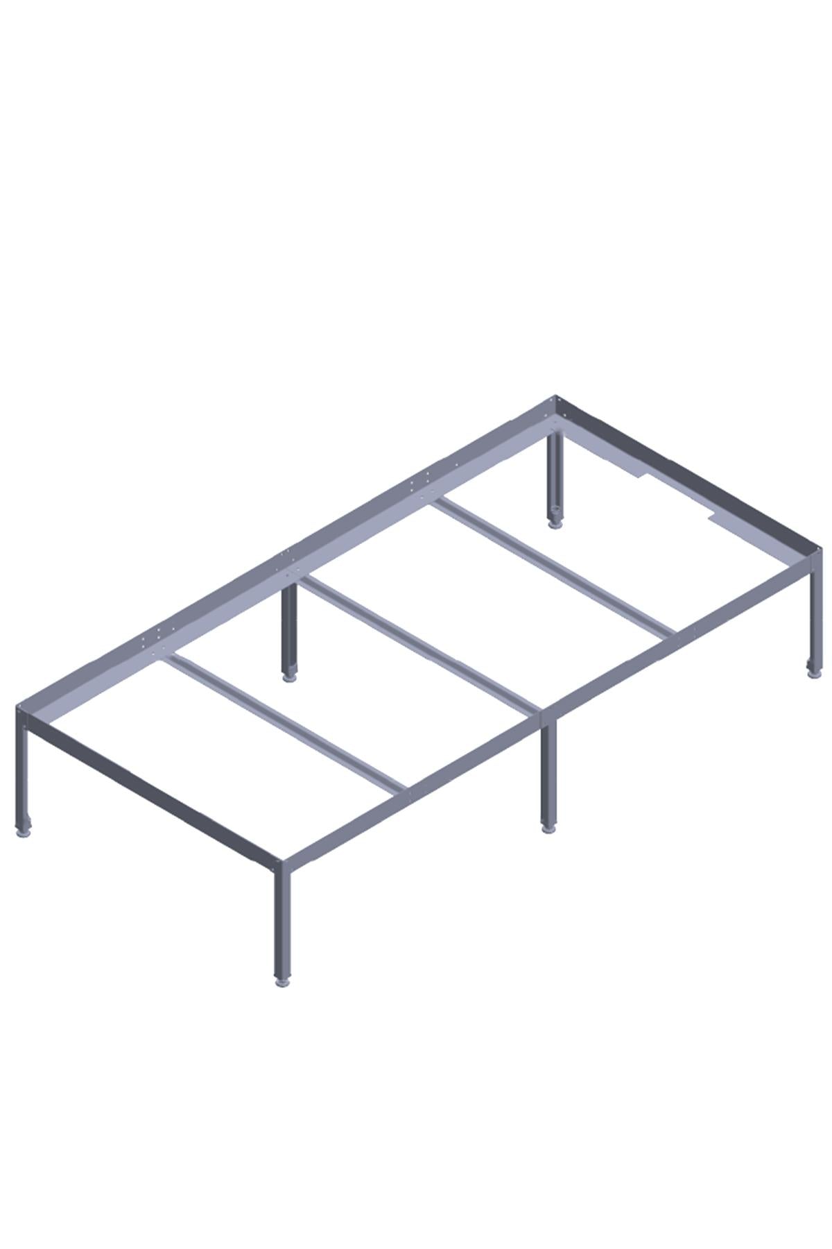Grow Wizard 200x100 cm saksı tablası ayağı – uzun dikdörtgen galvanizli metal ayak konstrüksiyonu