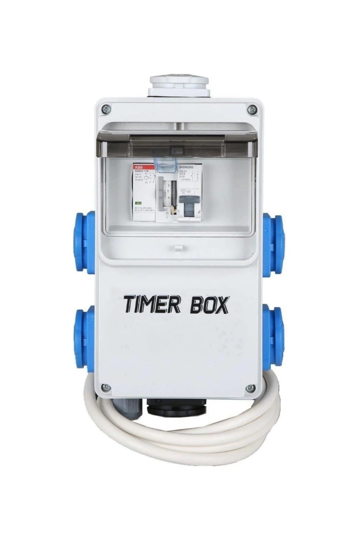 Grow Wizard Timer Box 4x600 W – dört çıkışlı kontaktörlü güç kontrol kutusu ve bağlantı klemensleri