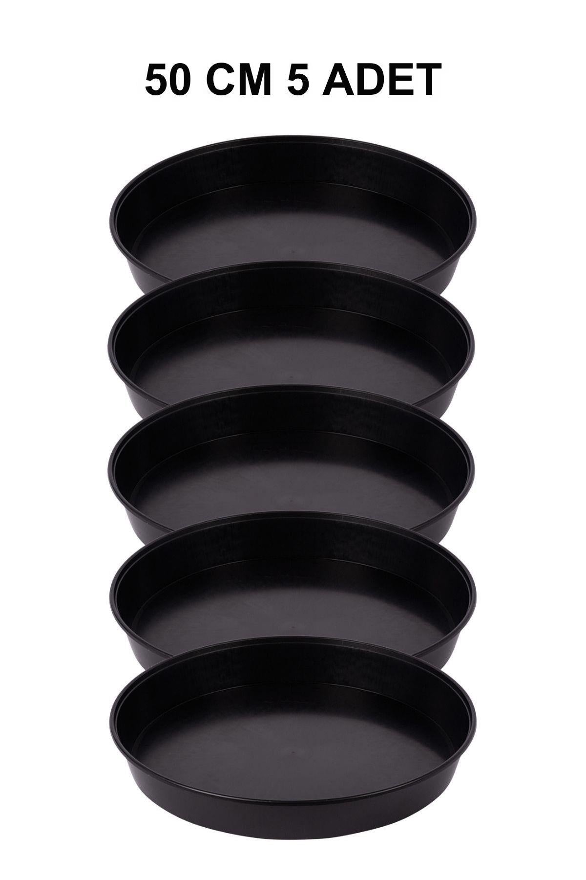 Grow Wizard 50 cm yuvarlak saksı altlığı 5 adet – beş adet en büyük boy siyah yuvarlak altlık