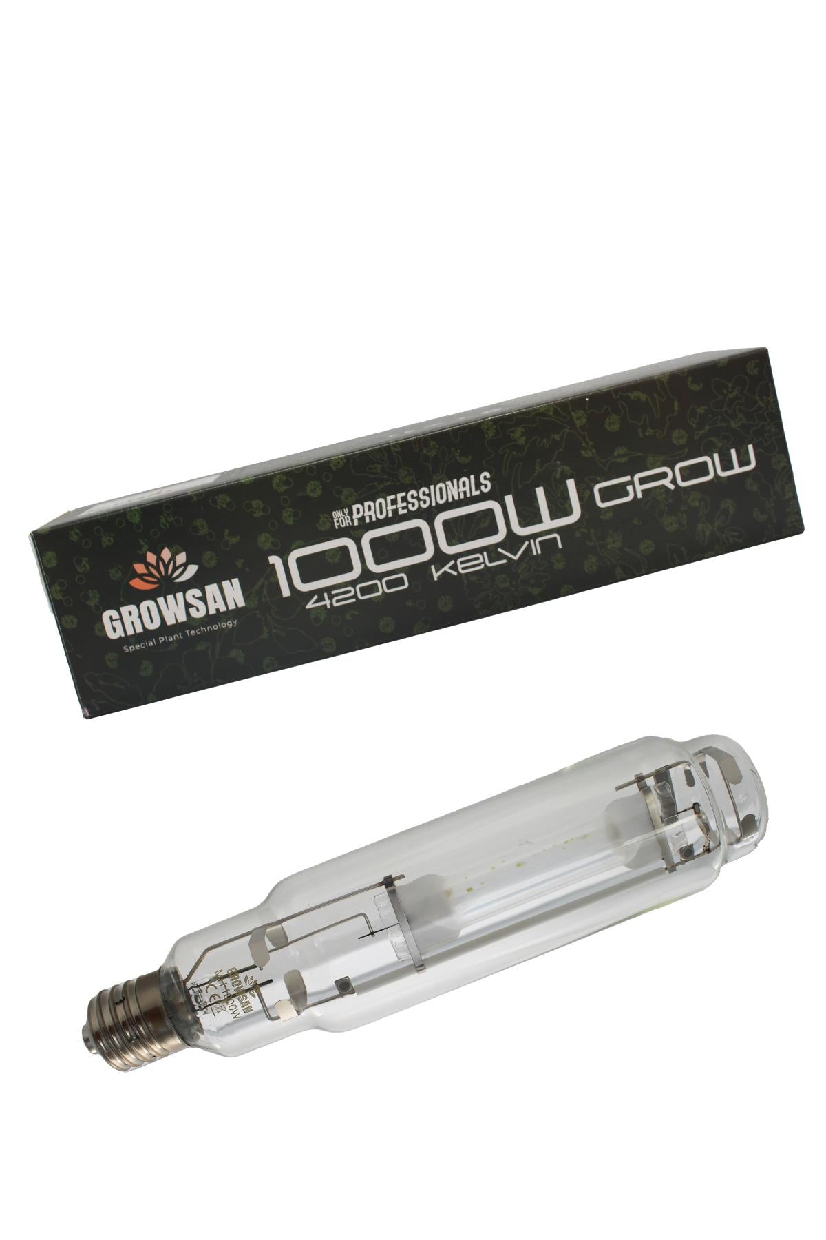 Growsan 1000 W MH ampul – yüksek güçlü metal halide lamba, uzun cam gövde ve vidalı duy