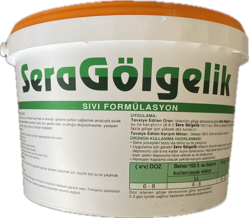 Örtüye Püskürtülen Beyaz Gölgeleme Sıvısı Sera Gölgelik – PE ve Cam Seralar İçin, 6 L