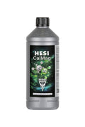 Hesi CalMag 1 litre gümüş şişe – siyah etiket, yeşil yaprak ve molekül görseli, siyah kapak, ölçekli