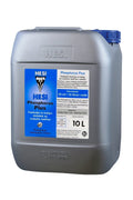 Phosphorus Plus 10 litre gri bidon – mavi etiket, Hesi amblemi, mavi kapak, kulplu büyük hacimli gövde