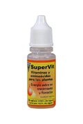 Hesi Super Vit 10 ml damlalıklı küçük şişe – turuncu sarı etiket, beyaz damlalık kapak, Hesi amblemi
