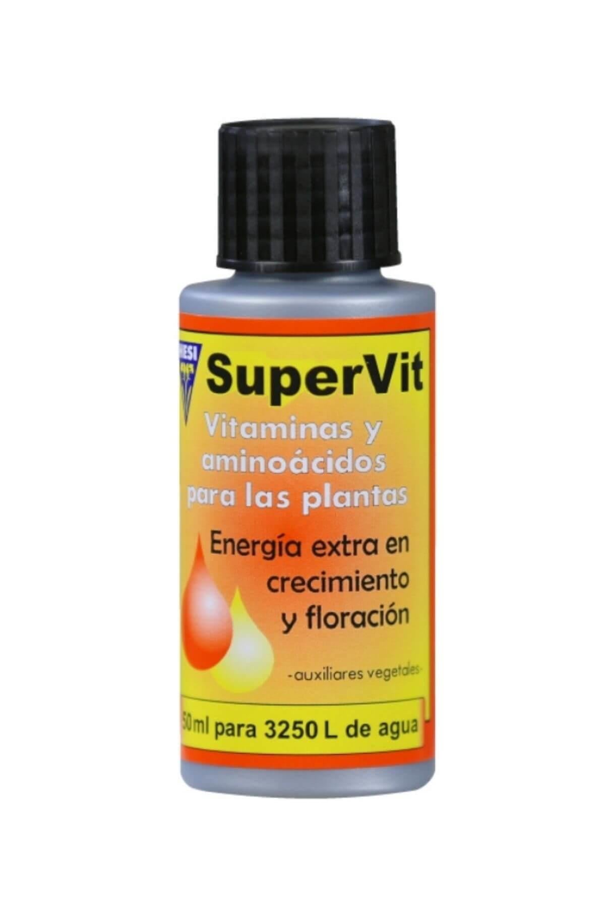 Hesi Super Vit 100 ml şişe – turuncu sarı etiket, siyah kapak, Hesi amblemi ve figürlü ön tasarım
