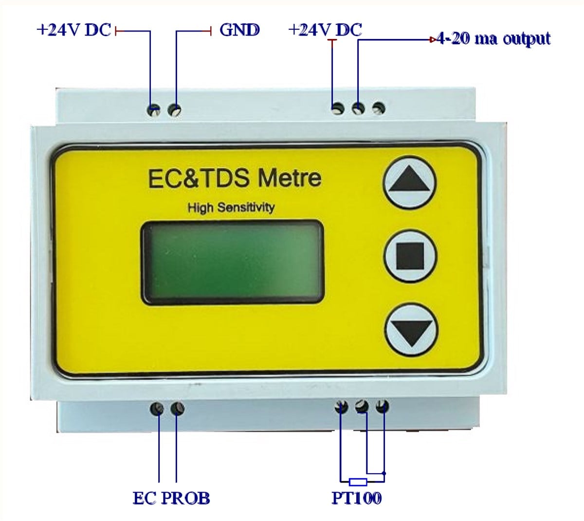 Ray Tipi EC ve TDS Dönüştürücüsü – 10 mS/cm'ye Kadar, Akım Çıkışlı, PT100 Girişli