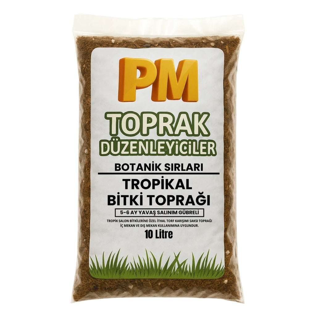 Tropikal Bitki Toprağı 10 litrelik ambalaj – kalatea, monstera ve areka için saksı toprağı