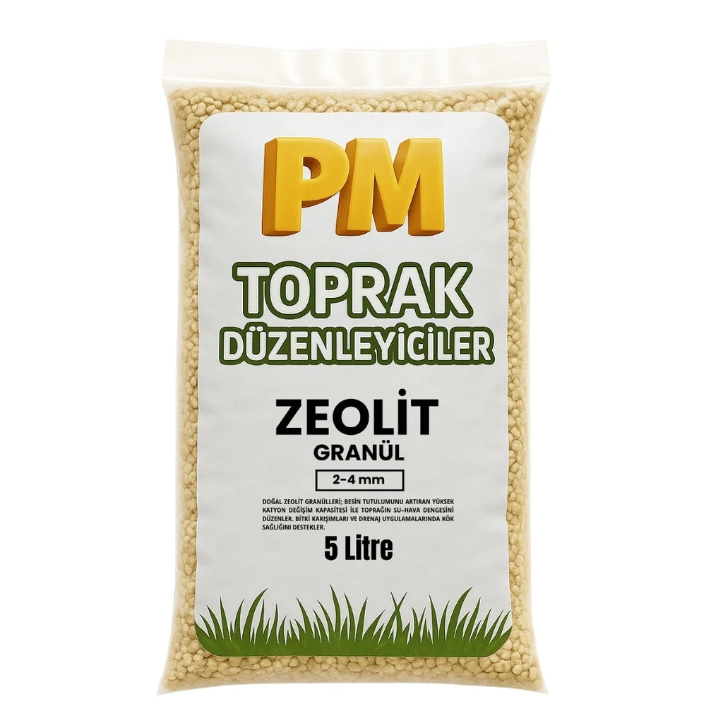 Zeolit granül 2-4 mm – doğal mineral toprak düzenleyici, 5 litre ambalaj