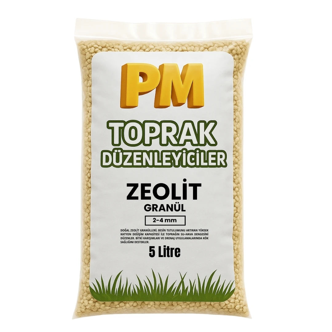 Zeolit granül 2-4 mm – doğal mineral toprak düzenleyici, 5 litre ambalaj