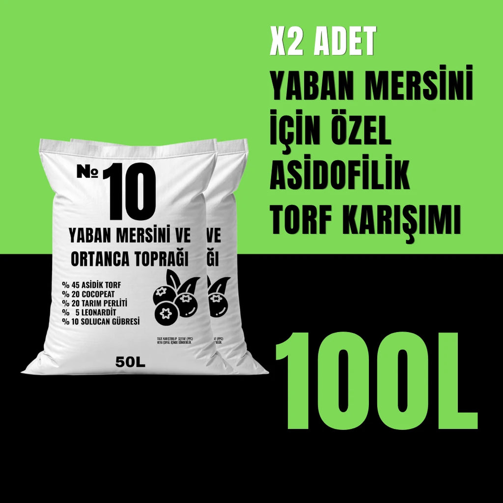 Yaban Mersini Torf ve Saksı Seti – 100 L Asidik Toprak + 4 Adet 25 L Drenajlı Saksı