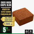 Coco husk chips blok 5 kg – orkide ve drenaj için iri hindistan cevizi kabuğu parçaları