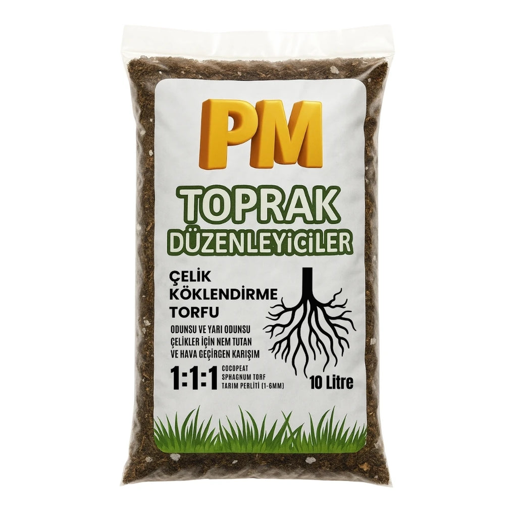 Çelik köklendirme torfu 10 litre – odunsu ve yarı odunsu çelikler için besinsiz karışım