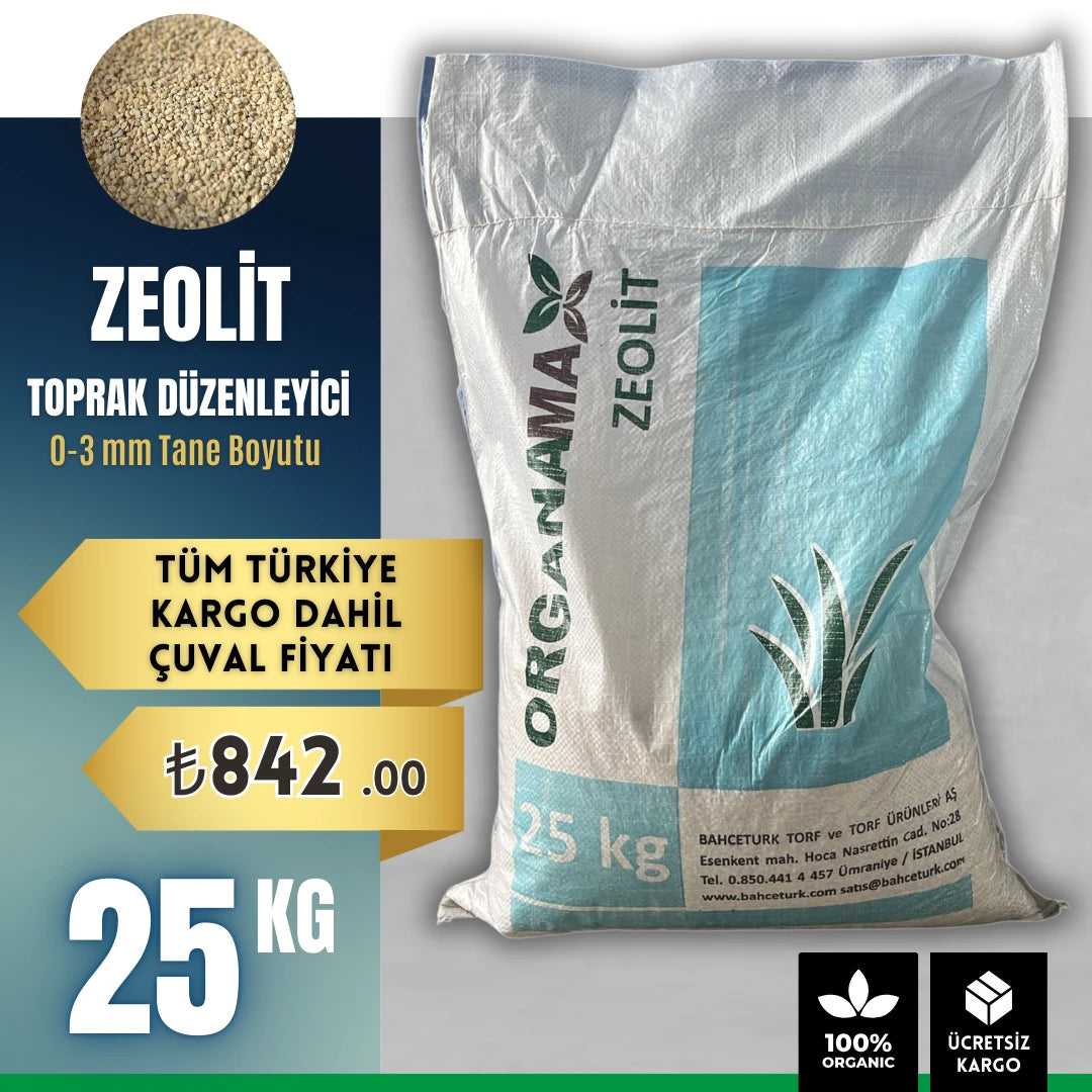 Zeolit A kalite 0-3 mm – 25 kg doğal toprak düzenleyici çuvalı