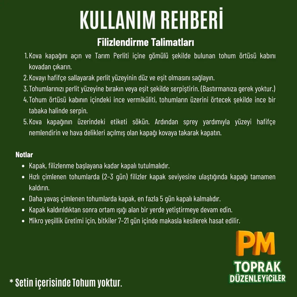 Mikro Yeşillik Büyütme Seti (Filizlenme Kovası) 0.5 Litre - ürünün ambalaj ve kullanım görünümü 3
