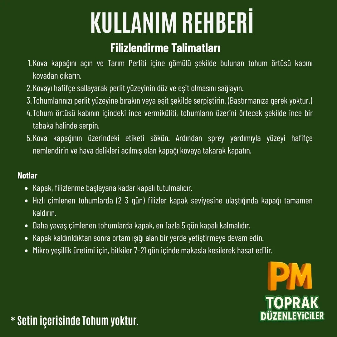 Mikro Yeşillik Büyütme Seti (Filizlenme Kovası) 0.5 Litre - ürünün ambalaj ve kullanım görünümü 3