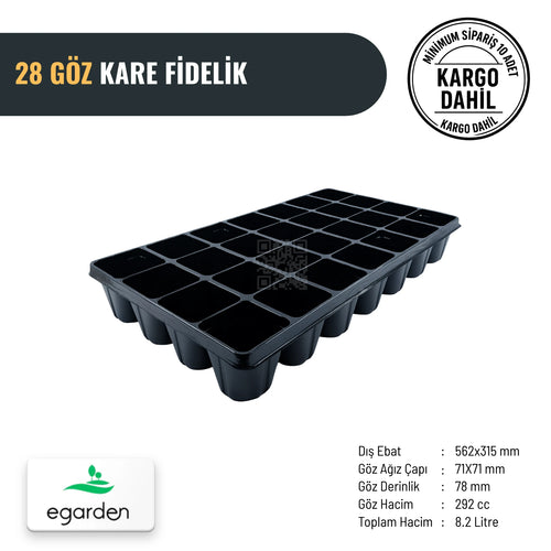 28 gözlü kare fide viyolü – 292 cc, serinin en büyük göz hacmi