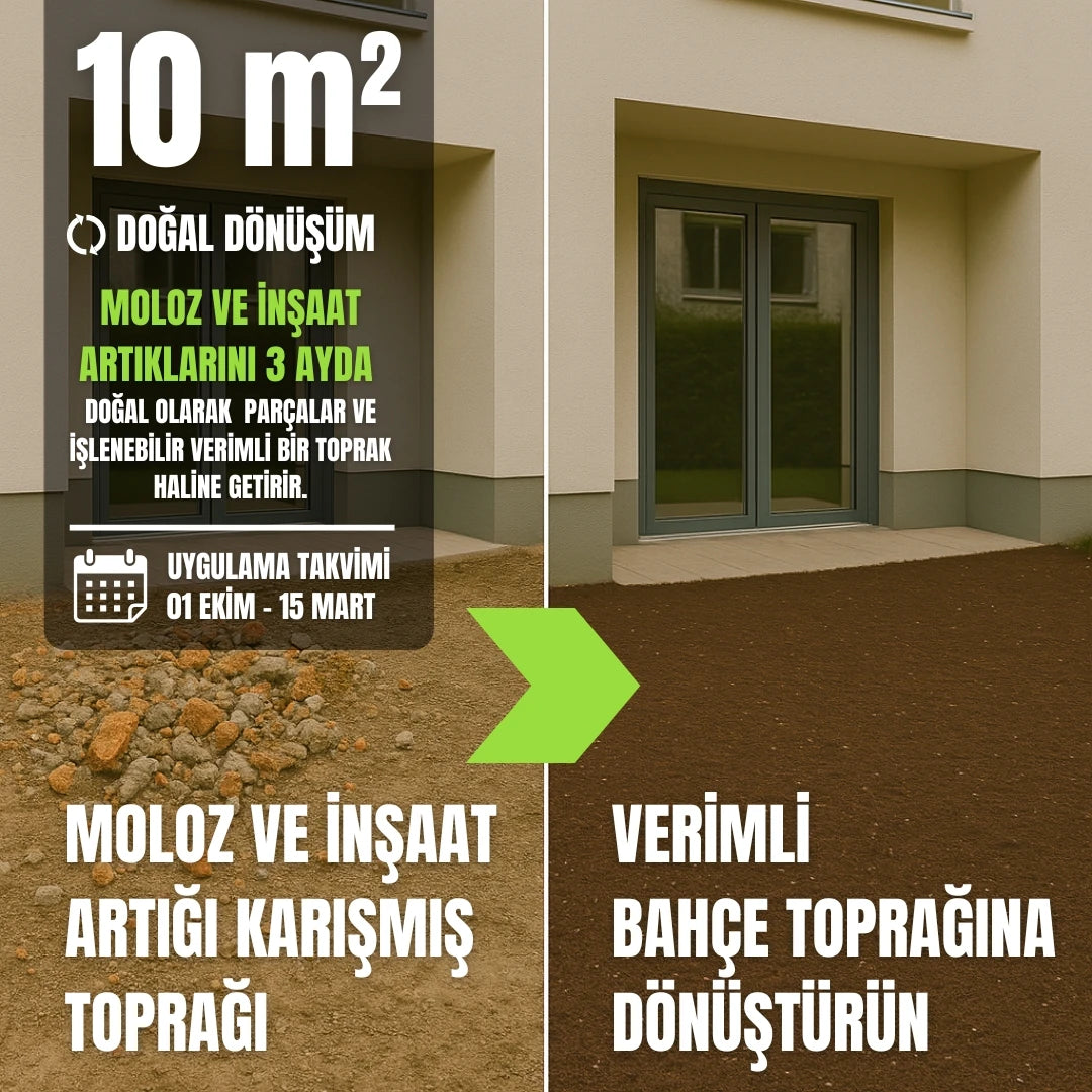 Moloz ve inşaat artığı karışmış bahçe toprağı temizleyici karışım – 10 m² için