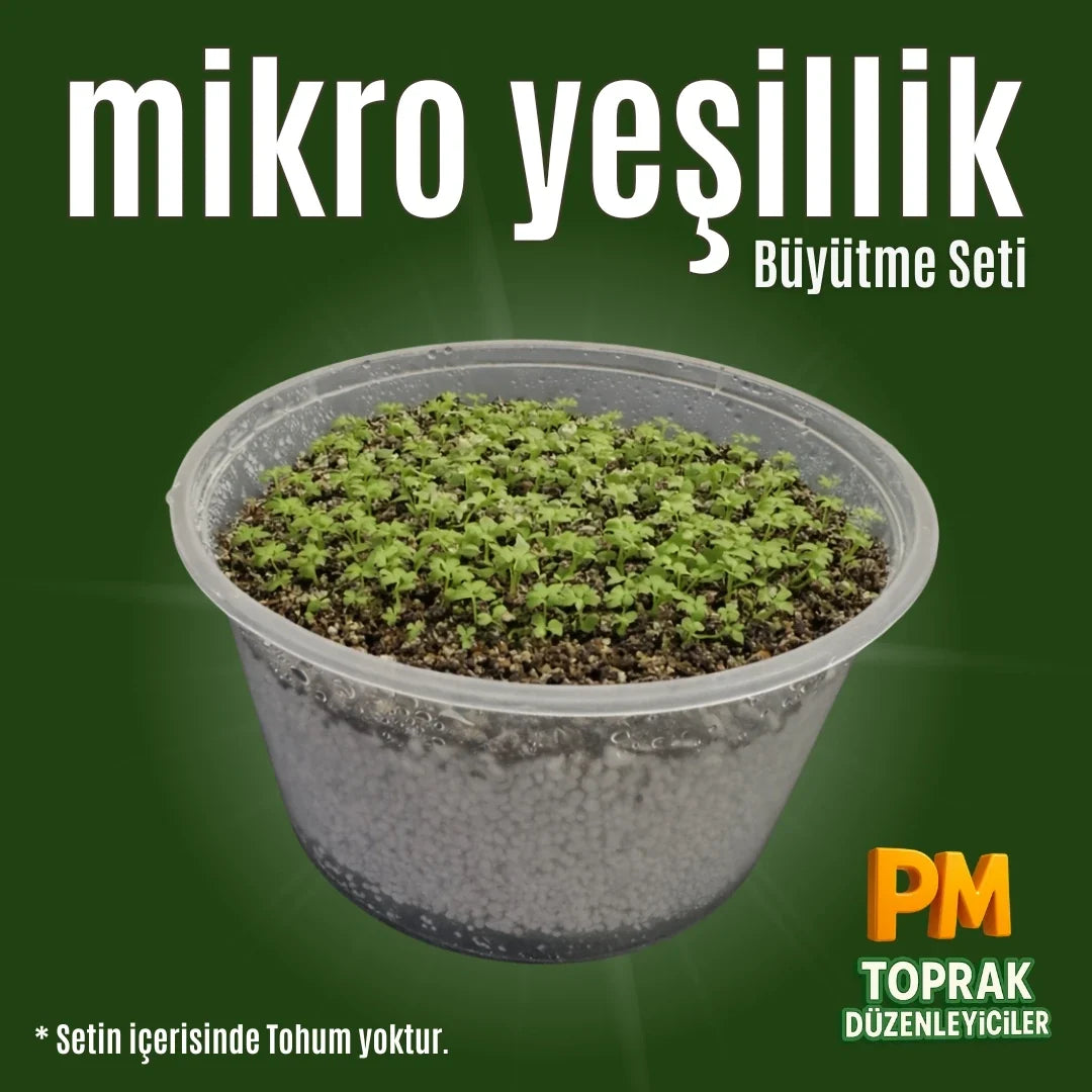 Mikro Yeşillik Büyütme Seti (Filizlenme Kovası) 0.5 Litre - ürünün ambalaj ve kullanım görünümü 1