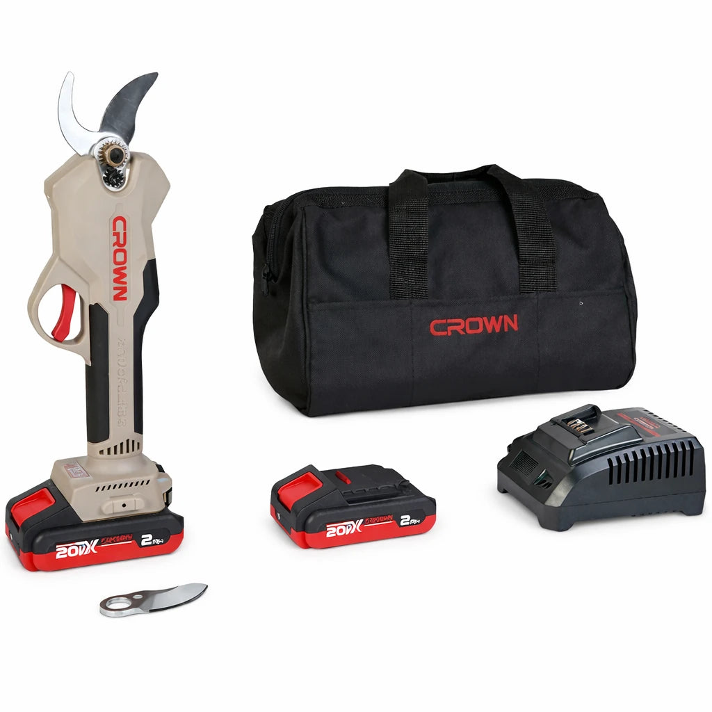 CROWN CT29001HX-2 TB 20V 2Ah 2 Akülü Dal Budama Makası (Taşıma Çantalı)