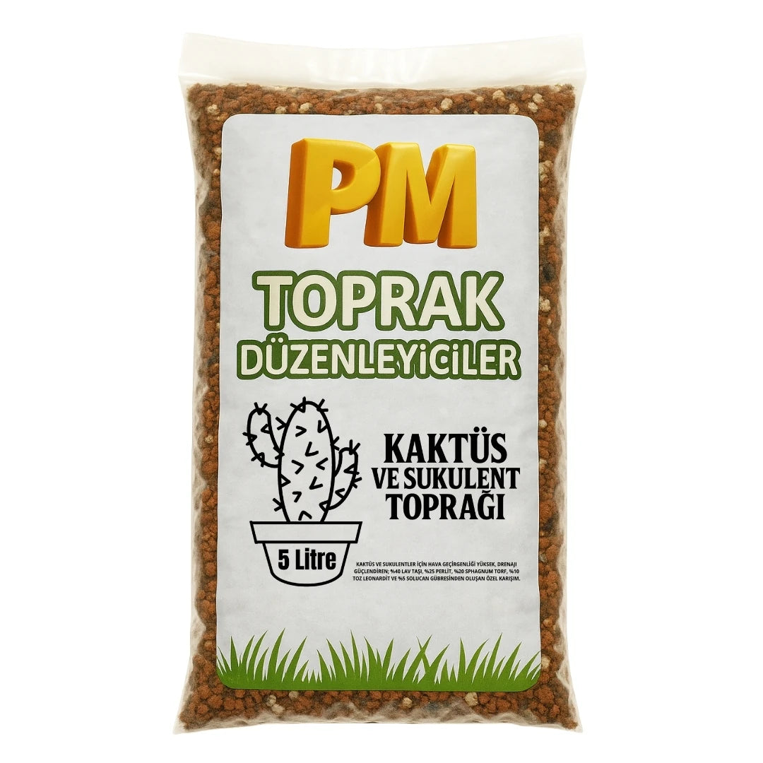 Kaktüs ve sukulent saksı toprağı 5 litre – ponza ve perlitli hızlı drenajlı karışım