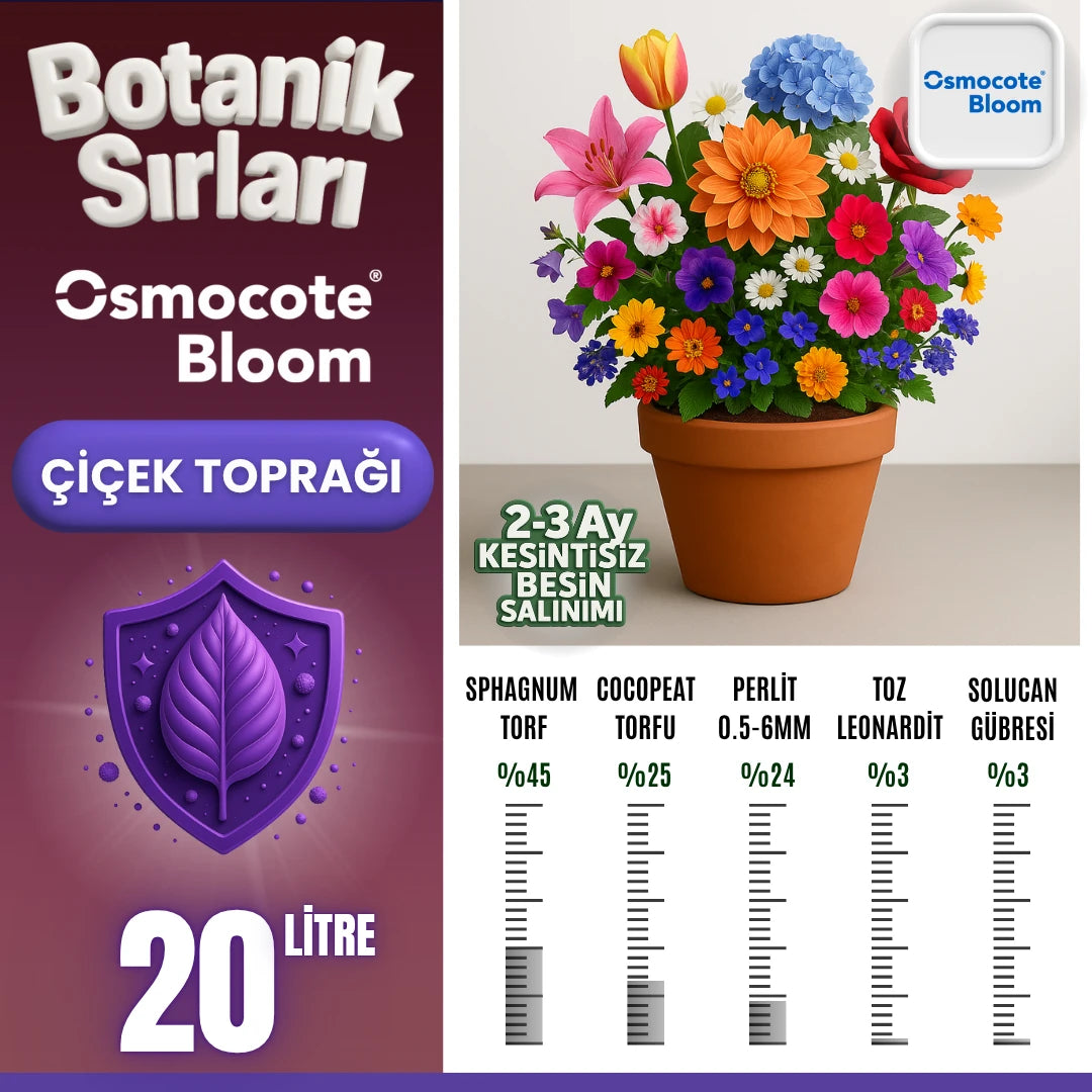 Botanik Sırları çiçek toprağı 20 litre – Osmocote Bloom katkılı saksı karışımı