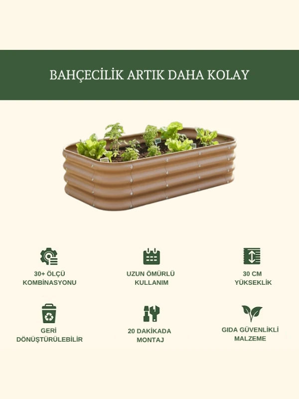 Modüler Yükseltilmiş Bahçe Yatağı Şekilli Seri No:26 - 165x110x30 cm