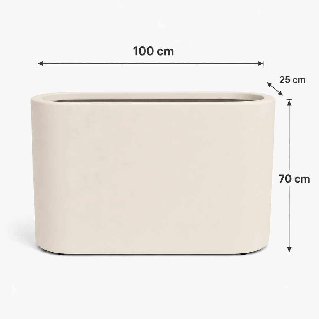Dekoratif Oval Fiber Separatör Saksı 100×25×70 cm | İç ve Dış Mekân