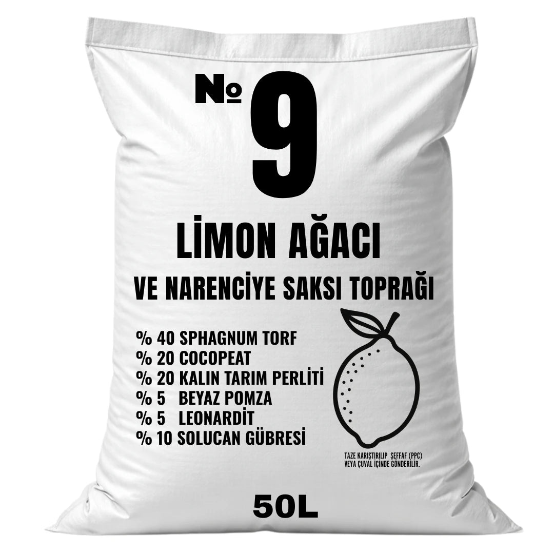 Limon ve narenciye saksı toprağı 50 litre – hafif asidik karışım paketi (No 9)