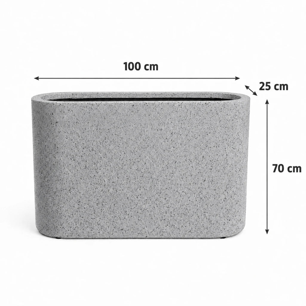 Dekoratif Oval Fiber Separatör Saksı 100×25×70 cm | İç ve Dış Mekân