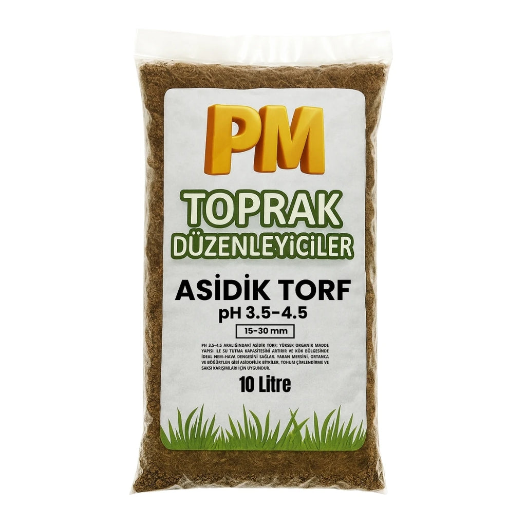 10 litrelik asidik torf paketi – 15-30 mm kalibre, pH 3,5-4,5
