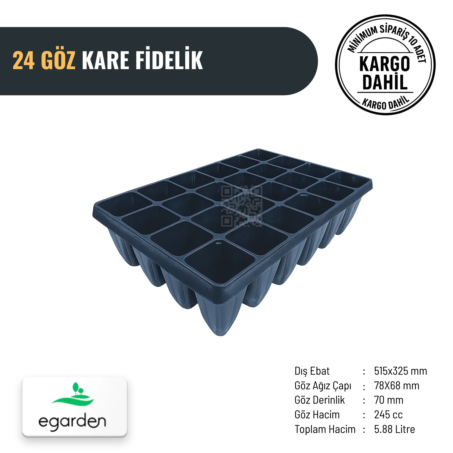 24 gözlü kare fide viyolü – 245 cc, geniş ve sığ gözlü