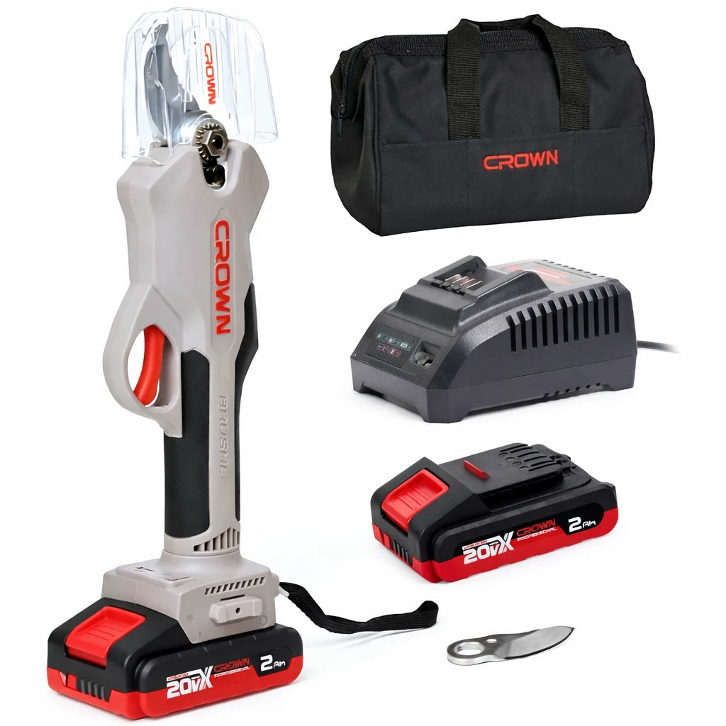 CROWN CT29001HX-2 akülü dal budama makası – 20V, çift akülü, taşıma çantalı set