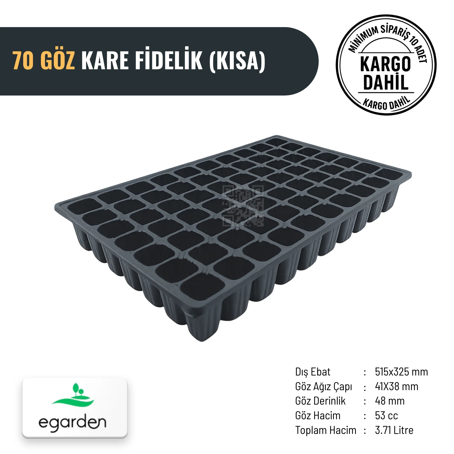 70 gözlü kısa kare fide viyolü – 53 cc, 48 mm sığ gözler