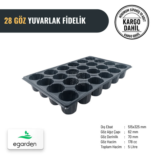28 gözlü yuvarlak fide viyolü – 178 cc, 62 mm yuvarlak gözler