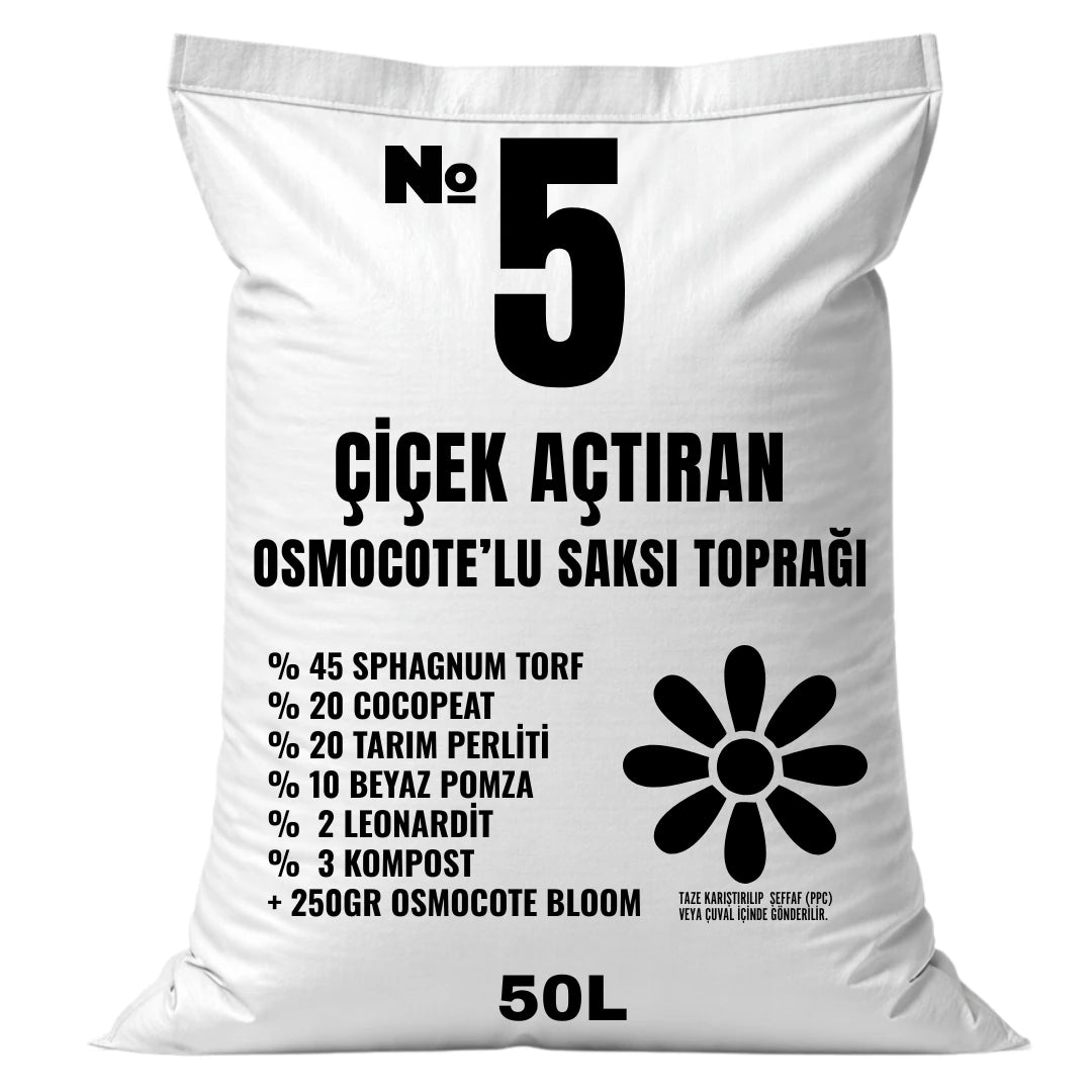 Çiçek açtıran Osmocote'lu saksı toprağı 50 litre – akıllı gübreli karışım (No 5)