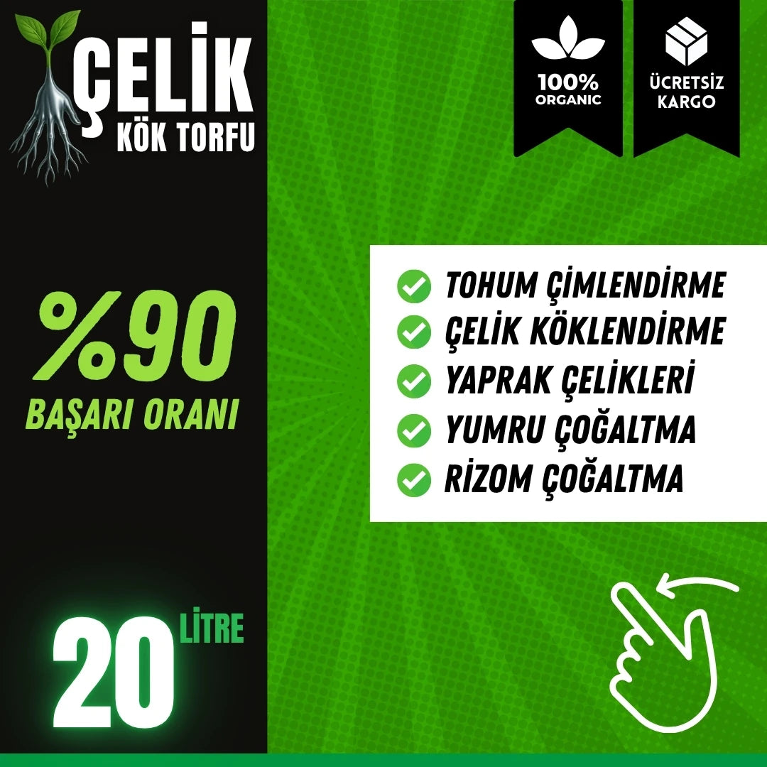 Çelik kök torfu 20 litre – besinsiz çimlendirme ve köklendirme karışımı paketi