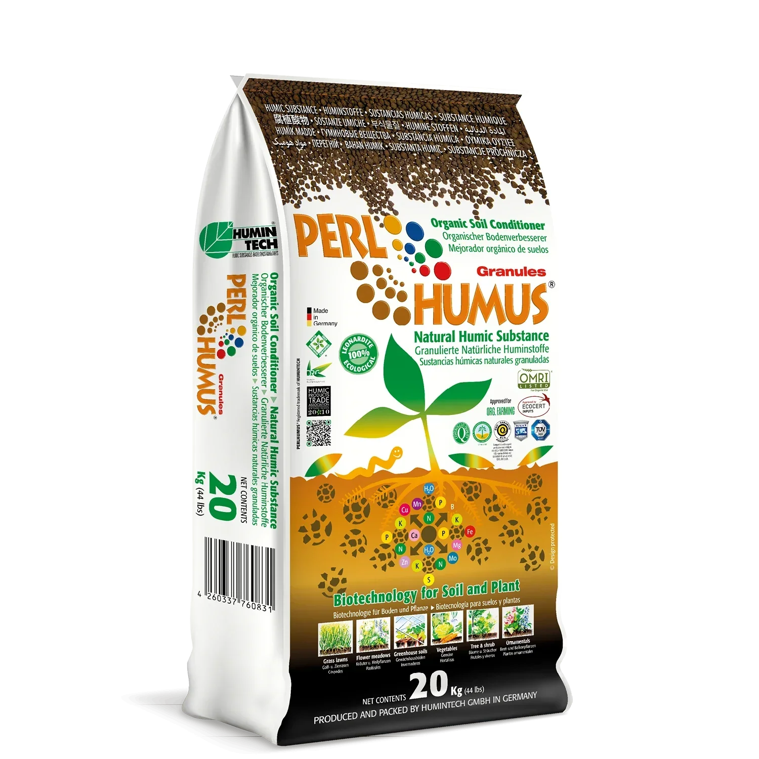 Humintech PerlHumus Granules 20 kg | Granül Humik Madde Toprak Düzenleyici - ambalajlı gübre ürünü görseli 1
