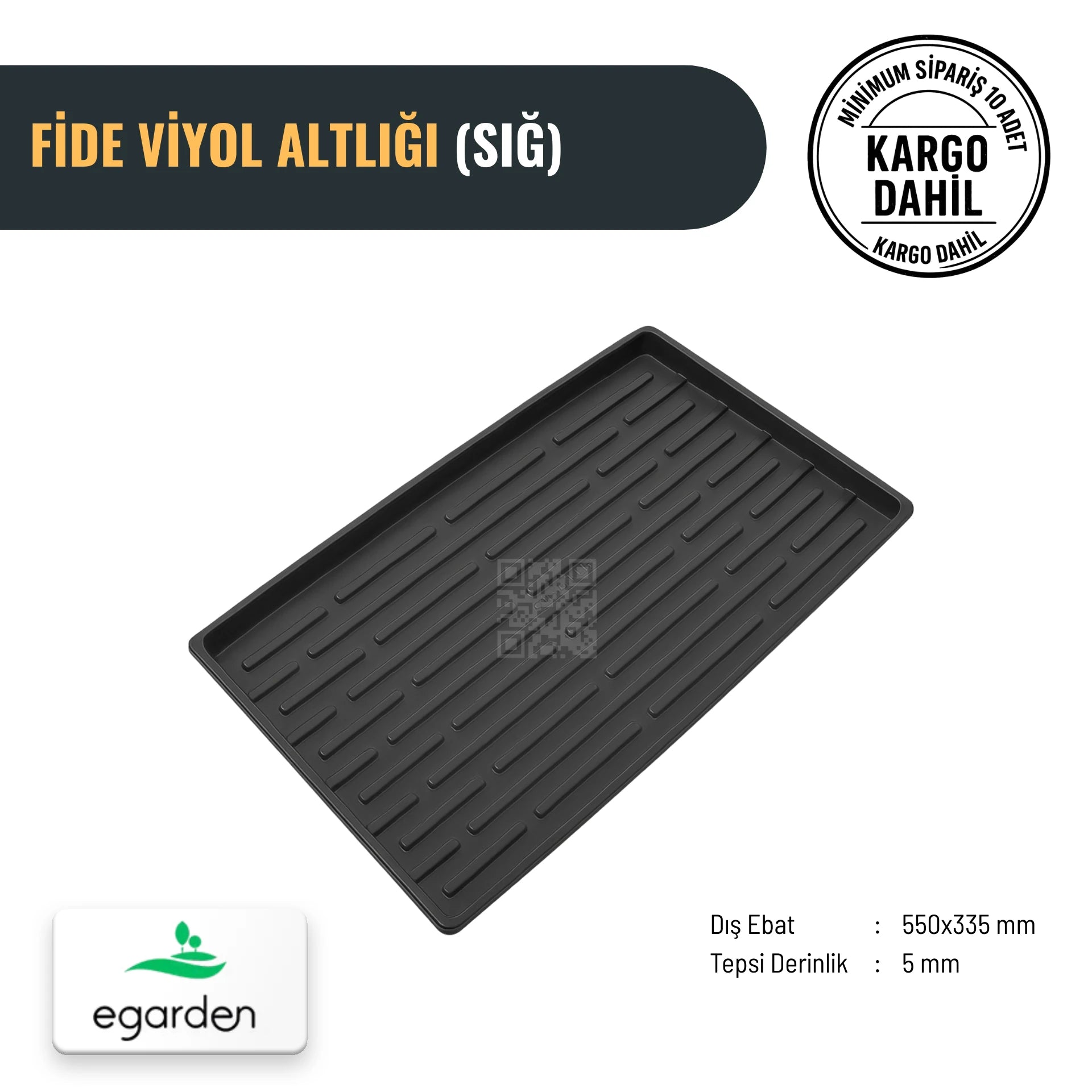 Sığ fide viyol altlığı 550x335 mm – 5 mm derinlikte damlama tepsisi