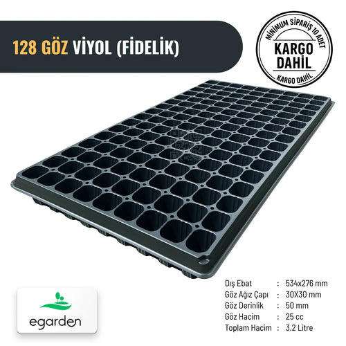 128 gözlü fide viyolü – 25 cc kare gözlü, 50 mm derinlikte çimlendirme kabı