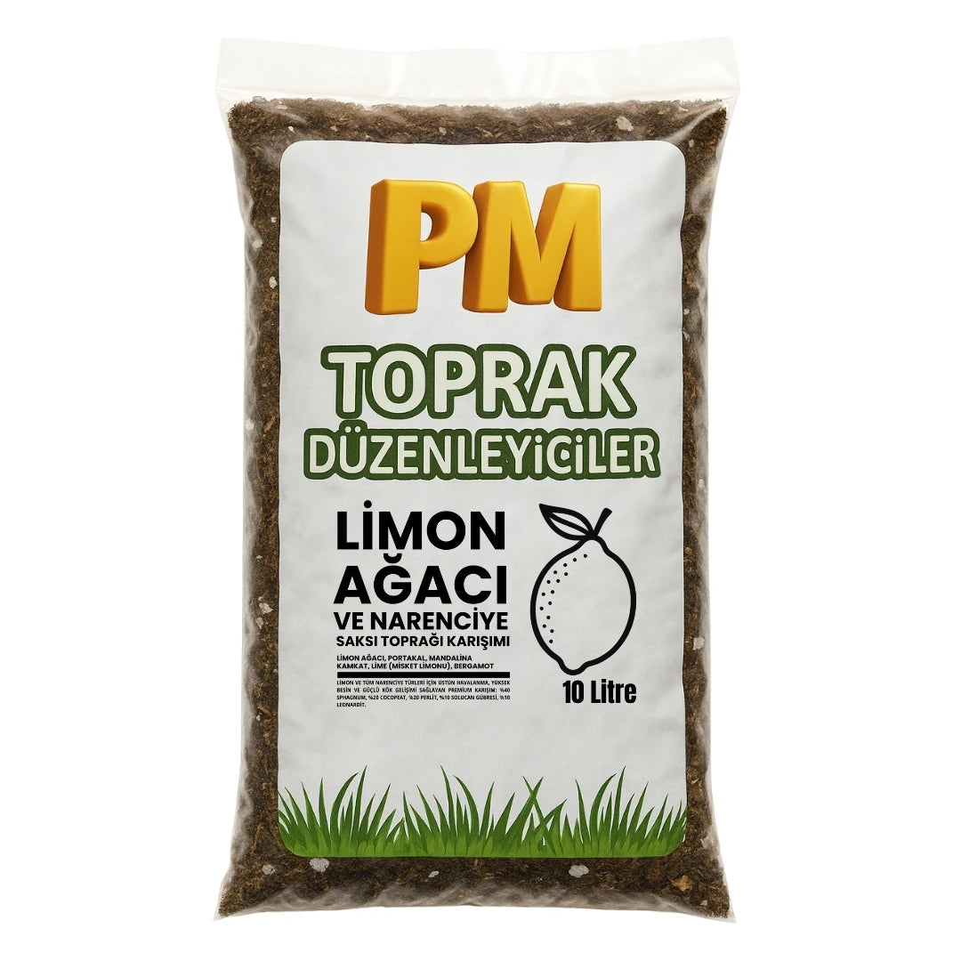 Limon ve narenciye saksı toprağı 10 litre – tek fidan için hazır karışım paketi
