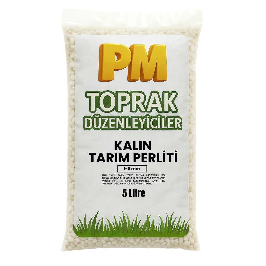 Kalın tarım perliti 1-6 mm – havalandırma ve drenaj için iri granül, 5 litre
