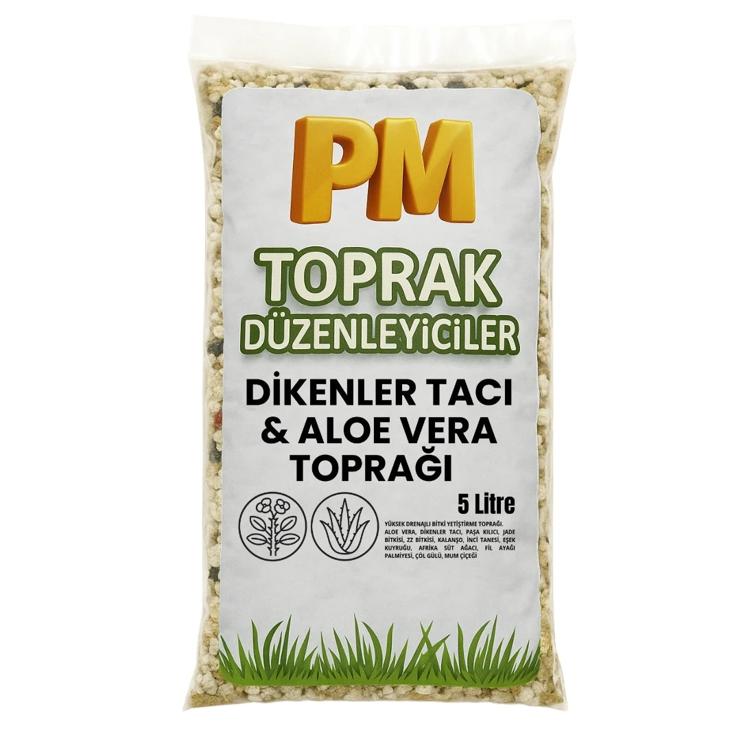 Dikenler tacı ve aloe vera toprağı 5 litre – sukulent ve etli yapraklı bitkiler için