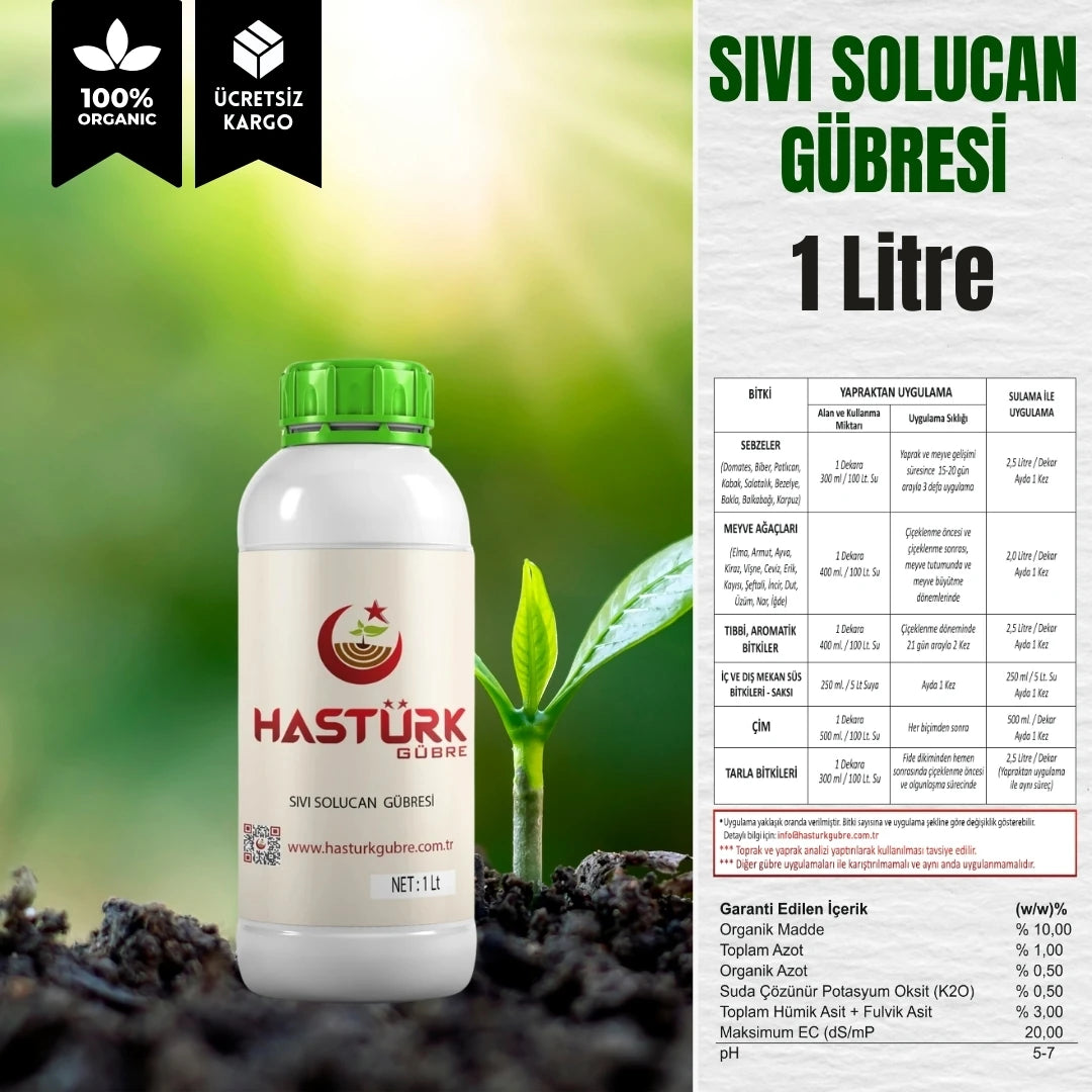 Sıvı solucan gübresi 1 litre – hümik ve fulvik asit takviyeli şişe