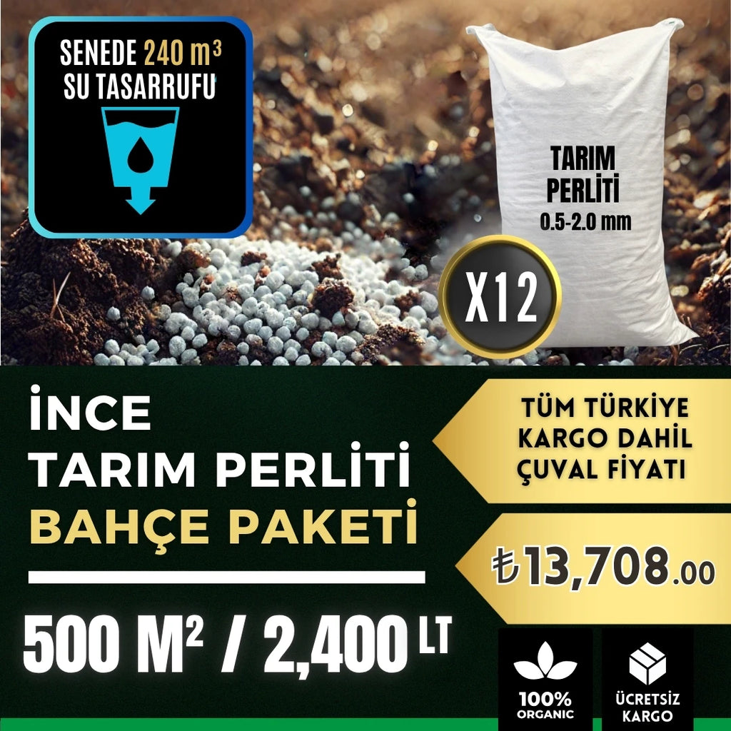 İnce perlit bahçe paketi 500 m² – 2.400 litre, 12 çuval