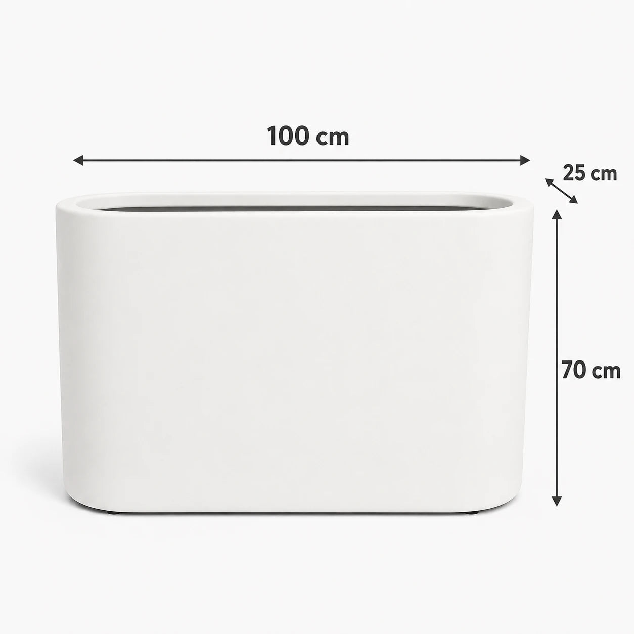 Dekoratif Oval Fiber Separatör Saksı 100×25×70 cm | İç ve Dış Mekân